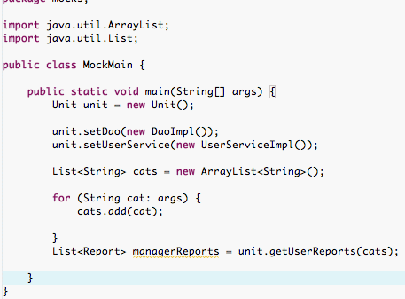 Main method sets production implementations.